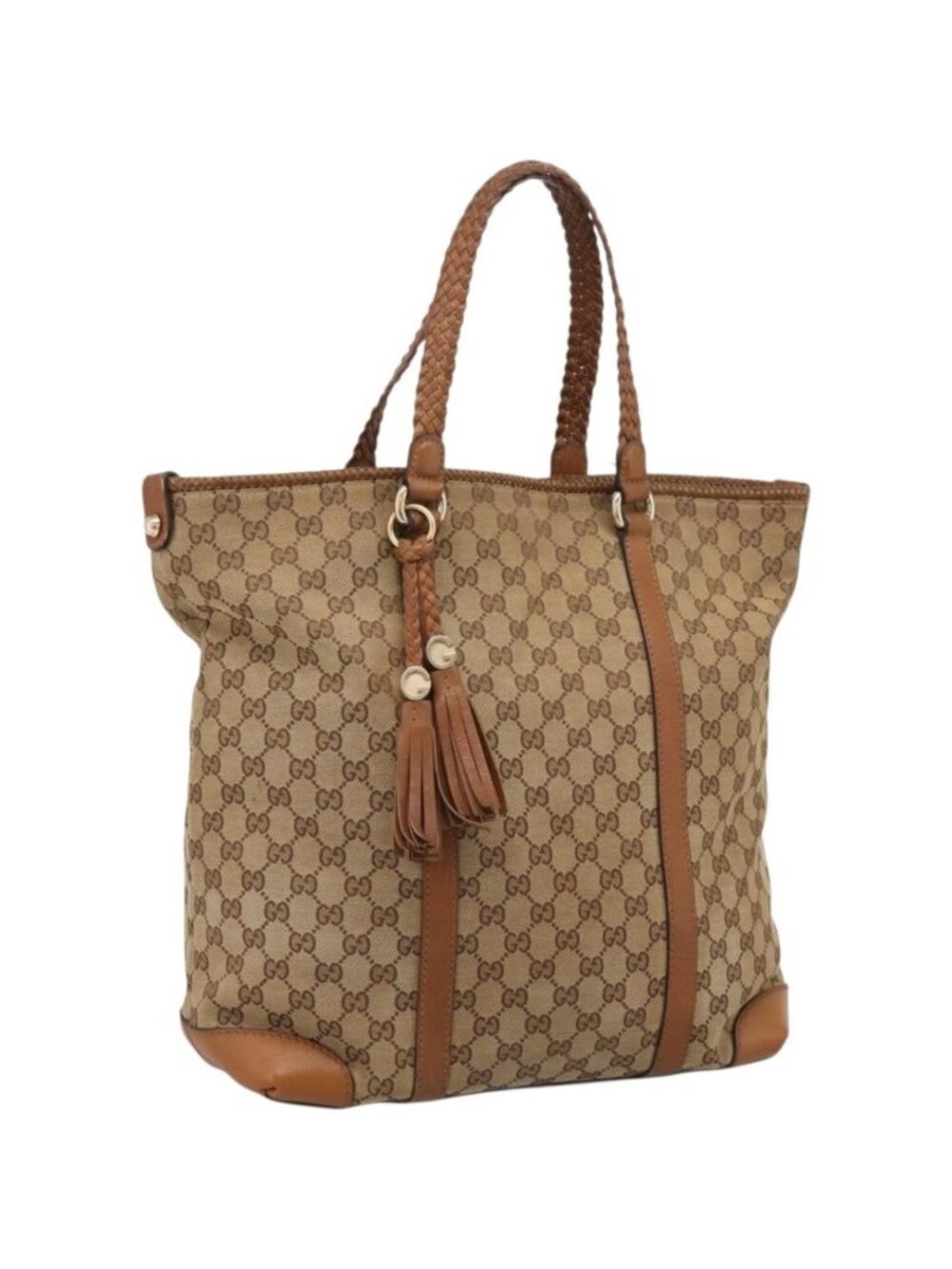 GUCCI GG Canvas Tote Bag Beige Gold 257031